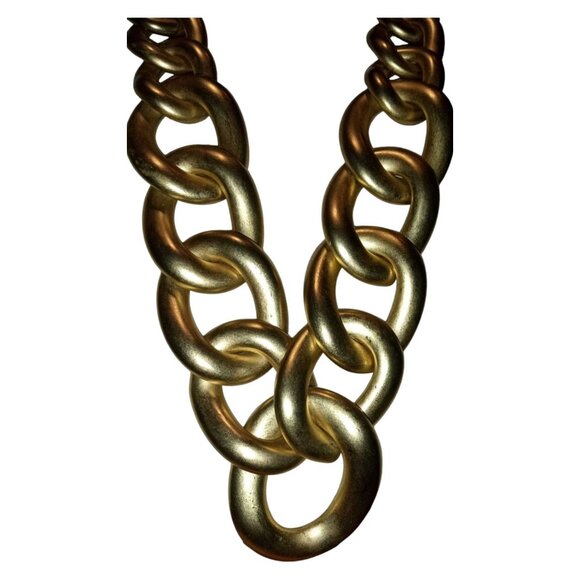 Vintage Frosted Gold Tone Curb Chain Necklace Heavy Graduated Oval Links Lobster - Picture 8 of 13